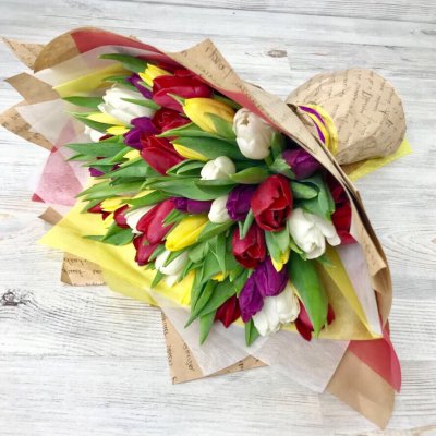 №90 Букет из 51 тюльпана микс